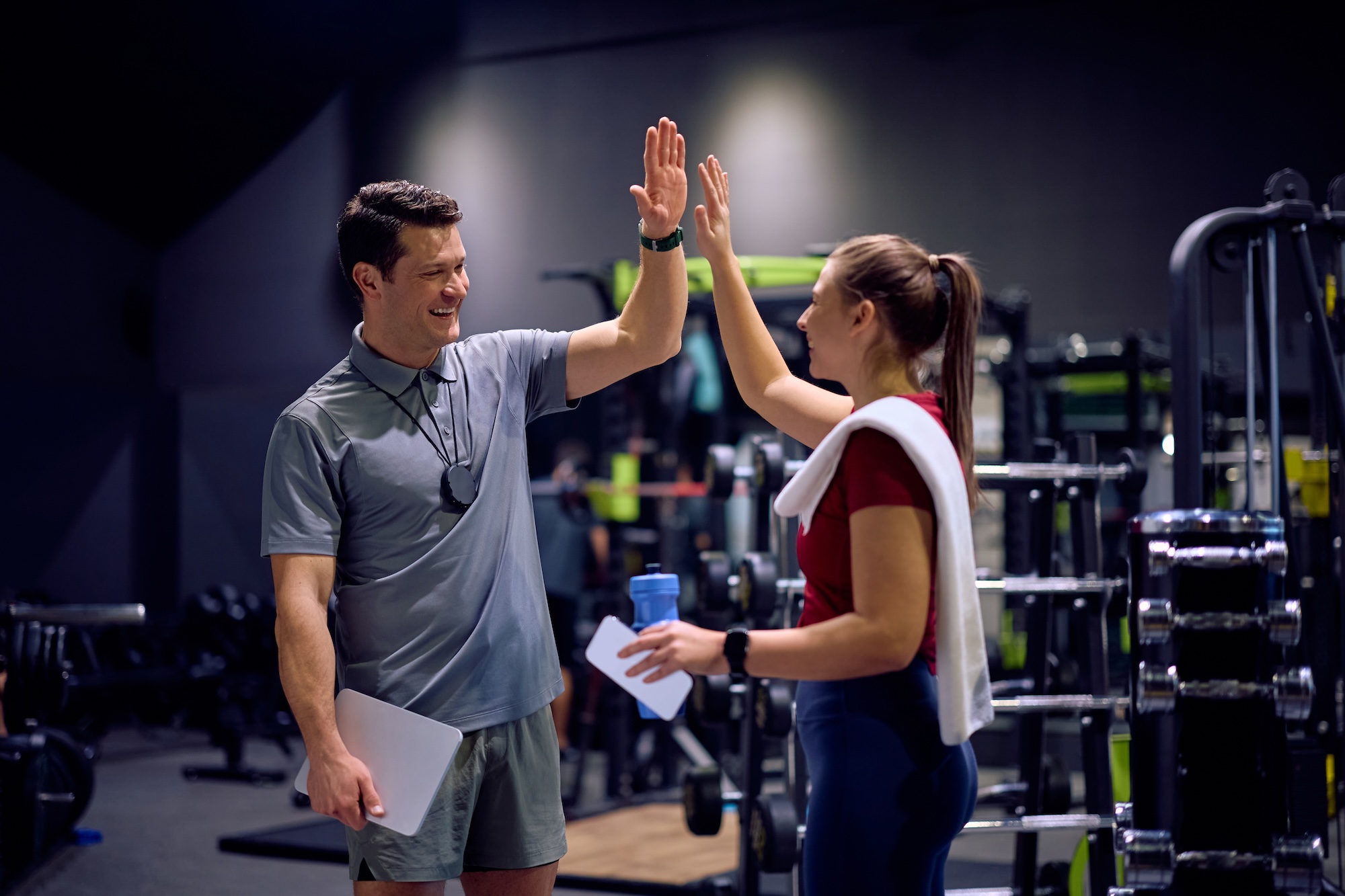 Bright modern partner gym with quality equipment and machines